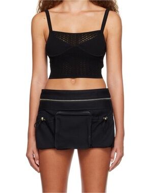 Dion Lee Black Lace Ribbed Cropped Bralette Tank